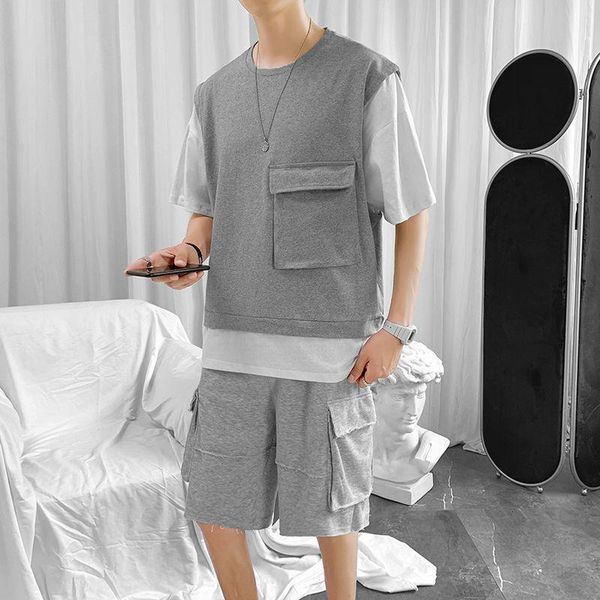 men's tracksuits summer cotton short sets fashion casual pocket t-shirt shorts men korean version loose two-piece mens, Gray
men's tracksuits summer cotton short sets fashion casual pocket t-shirt shorts men korean version loose two-piece mens, Gray