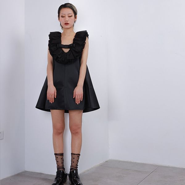 dresses patchwork ruffle for women square collar sleeveless high waist black es female fashion clothes, Black;gray
dresses patchwork ruffle for women square collar sleeveless high waist black es female fashion clothes, Black;gray