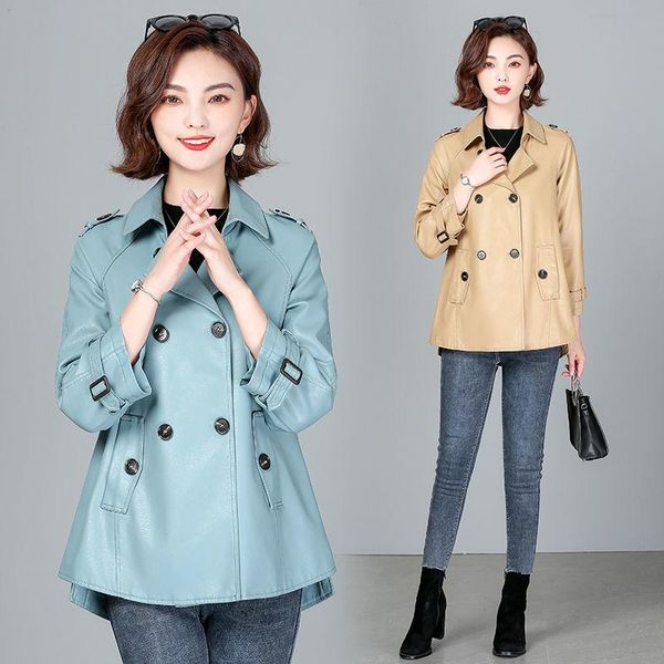 women's leather & faux 2021 spring and autumn real clothes large short loose fashion sheep jacket wear, Black 
women's leather & faux 2021 spring and autumn real clothes large short loose fashion sheep jacket wear, Black