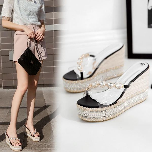 slippers 2021 summer women crystal 10.5cm high heels fetish sandals 4cm platform wedges rope slide transparent beach dress shoes, Black
slippers 2021 summer women crystal 10.5cm high heels fetish sandals 4cm platform wedges rope slide transparent beach dress shoes, Black