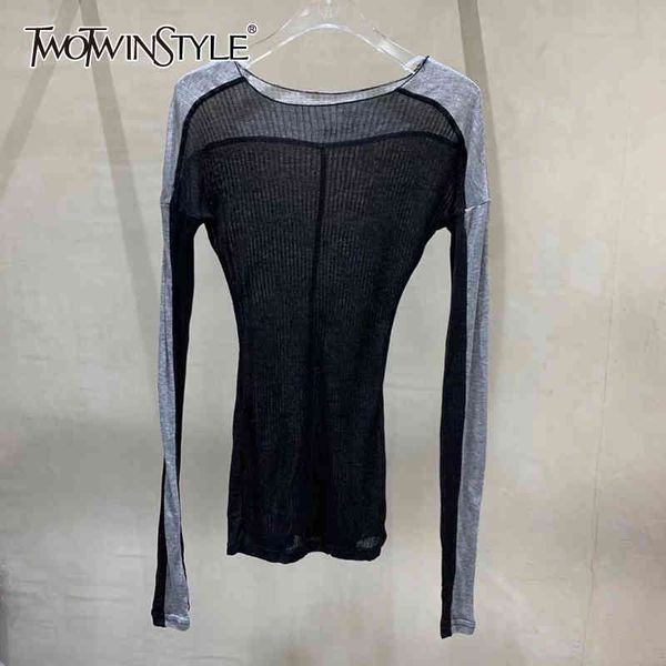 casual t shirt for women o neck long sleeve patchwork hit color loose knitted t shirts female spring clothing 210428, White
casual t shirt for women o neck long sleeve patchwork hit color loose knitted t shirts female spring clothing 210428, White