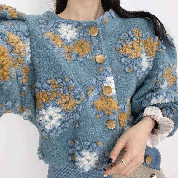 women's wool & blends korean chic 3d flower print jackets women vintage o-neck single breasted coats autumn winter lantern sleeve, Black
women's wool & blends korean chic 3d flower print jackets women vintage o-neck single breasted coats autumn winter lantern sleeve, Black