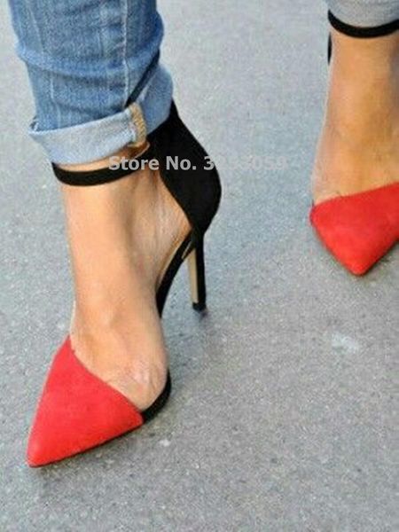 women red black sude leather contrast color pointed toe high heel shoes quality stiletto heels patchwork wedding dress
women red black sude leather contrast color pointed toe high heel shoes quality stiletto heels patchwork wedding dress