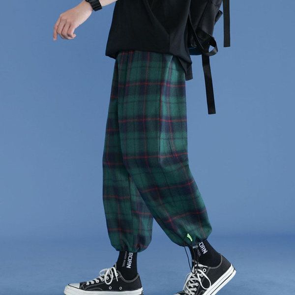 men's pants plaid loose comfortable casual all-match harem streetwear harajuku korean joggers tie leg straight male trousers, Black
men's pants plaid loose comfortable casual all-match harem streetwear harajuku korean joggers tie leg straight male trousers, Black