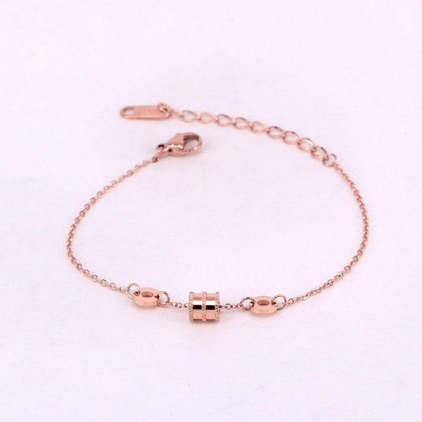 rose gold mini double groove cylindrical bracelet link, chain, Black 
rose gold mini double groove cylindrical bracelet link, chain, Black