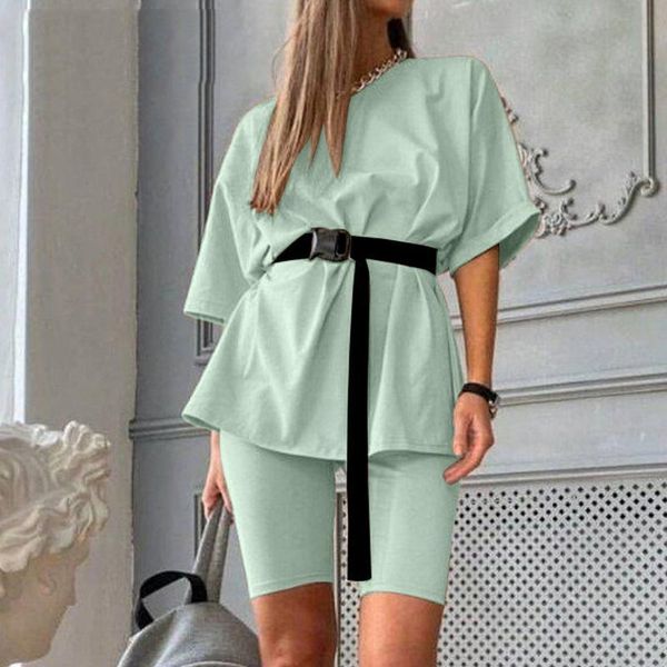 casual solid tracksuits outfits women's two piece suit with belt home loose sports fashion bicycle summer xl, Gray
casual solid tracksuits outfits women's two piece suit with belt home loose sports fashion bicycle summer xl, Gray