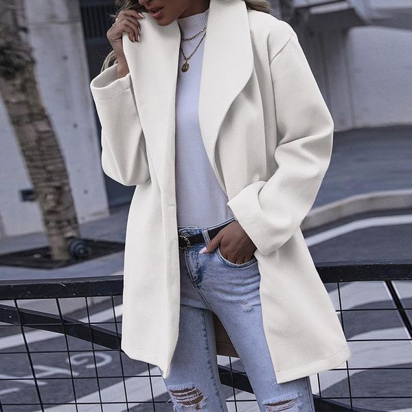 women's wool & blends 2021 autumn woolen coat women turn-down collar long sleeve solid female midi coats fashion elegant ladies winter, Black
women's wool & blends 2021 autumn woolen coat women turn-down collar long sleeve solid female midi coats fashion elegant ladies winter, Black