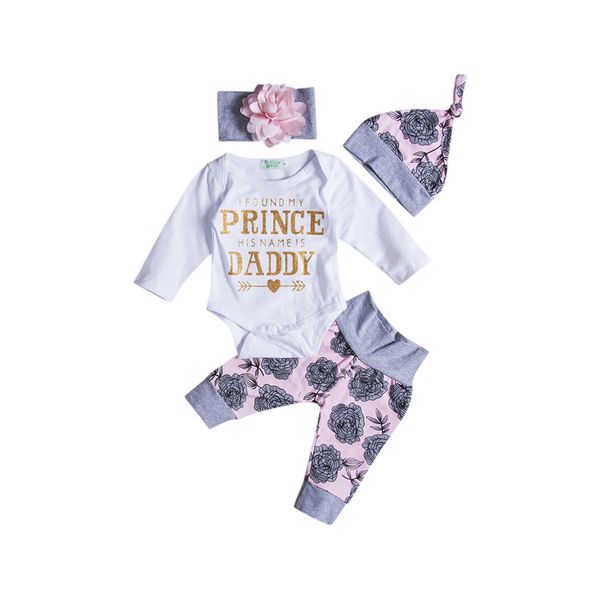 4pcs fashion cute newborn infant baby girls cotton long sleeve o-neck covered button letter print romper pants hat headband, White
4pcs fashion cute newborn infant baby girls cotton long sleeve o-neck covered button letter print romper pants hat headband, White