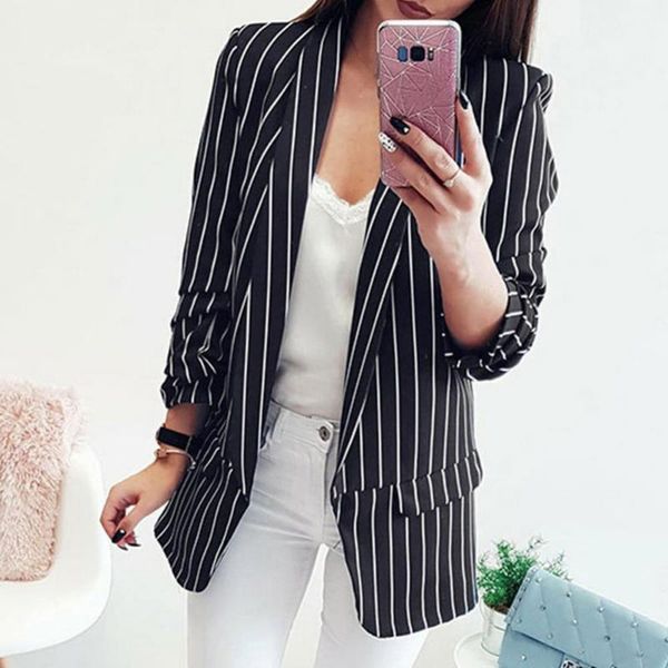 women's suits & blazers fashion women blazer striped long sleeve small suit open front office jacket and jackets, White;black
women's suits & blazers fashion women blazer striped long sleeve small suit open front office jacket and jackets, White;black