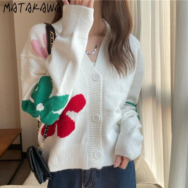 women's knits & tees matakawa knitted cardigan autumn korean v neck long sleeve single breasted sueter fashion floral print loose sweat, White
women's knits & tees matakawa knitted cardigan autumn korean v neck long sleeve single breasted sueter fashion floral print loose sweat, White