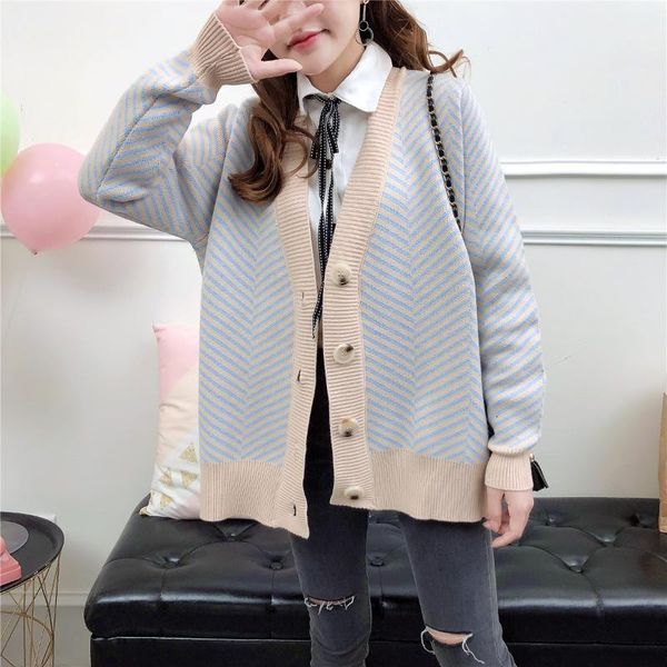 women's sweaters poncho modal casual real cardigan feminino woman 2021 autumn pattern tide and buckle stripe sweater loose coat, White;black
women's sweaters poncho modal casual real cardigan feminino woman 2021 autumn pattern tide and buckle stripe sweater loose coat, White;black