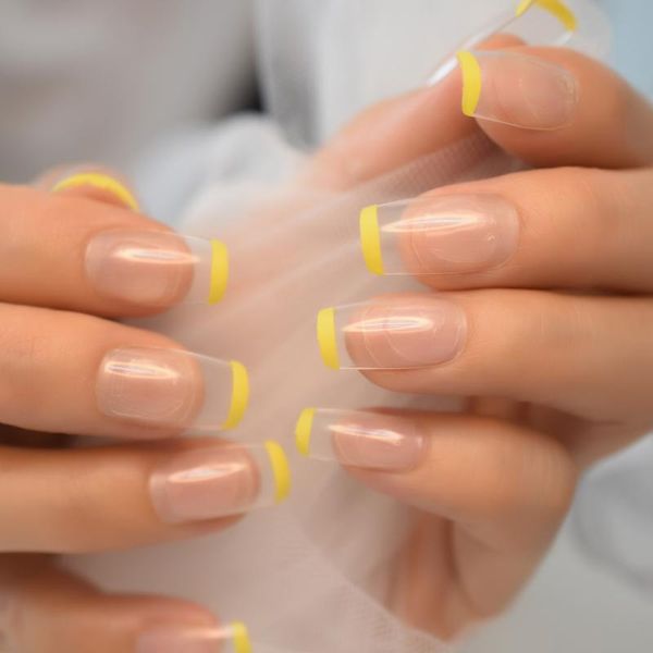 false nails transparent full cover fake medium length square fingernails lemon yellow tips nail diy salon manicure tool, Red;gold
false nails transparent full cover fake medium length square fingernails lemon yellow tips nail diy salon manicure tool, Red;gold