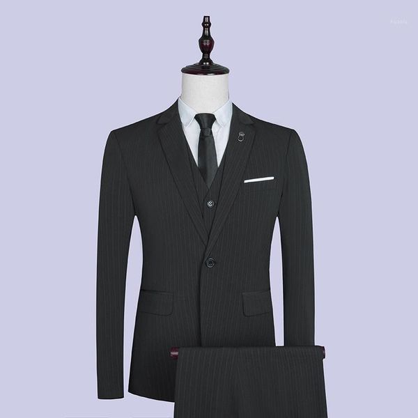 men's slim vertical stripe suit three piece youth business casual suits & blazers, White;black
men's slim vertical stripe suit three piece youth business casual suits & blazers, White;black