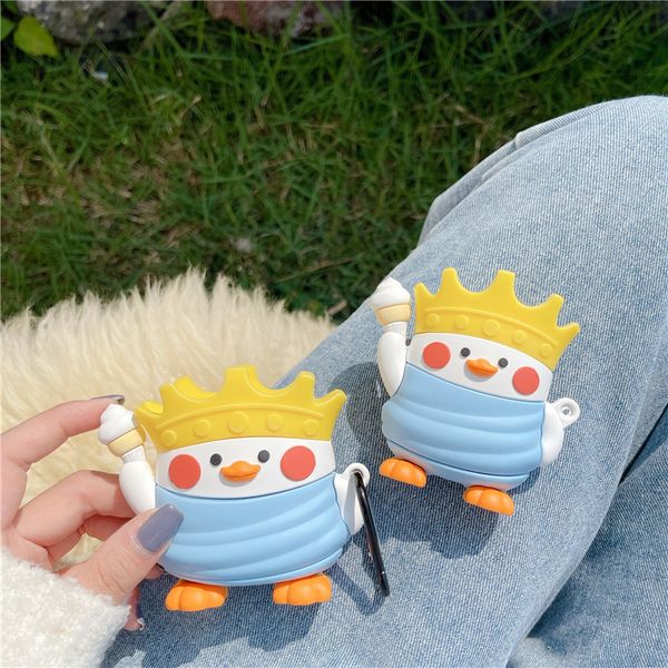korean cute 3d crown duck silicone cases bluetooth wireless earphone case for apple airpod pro 3 for airpods 1 2 protection cover with hook korean cute 3d crown duck silicone cases bluetooth wireless earphone case for apple airpod pro 3 for airpods 1 2 protection cover with hook