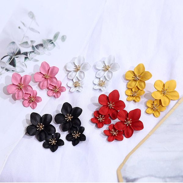 dangle & chandelier korean style 2021 fashion female metal spray paint double flower drop earrings for women white black yellow red pink ear, Silver
dangle & chandelier korean style 2021 fashion female metal spray paint double flower drop earrings for women white black yellow red pink ear, Silver