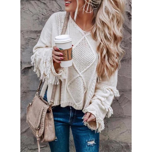 women's sweaters sweater loose knitting v-neck flare sleeve tassel patchwork ladies autumn winter casual pullovers mo5e, White;black
women's sweaters sweater loose knitting v-neck flare sleeve tassel patchwork ladies autumn winter casual pullovers mo5e, White;black