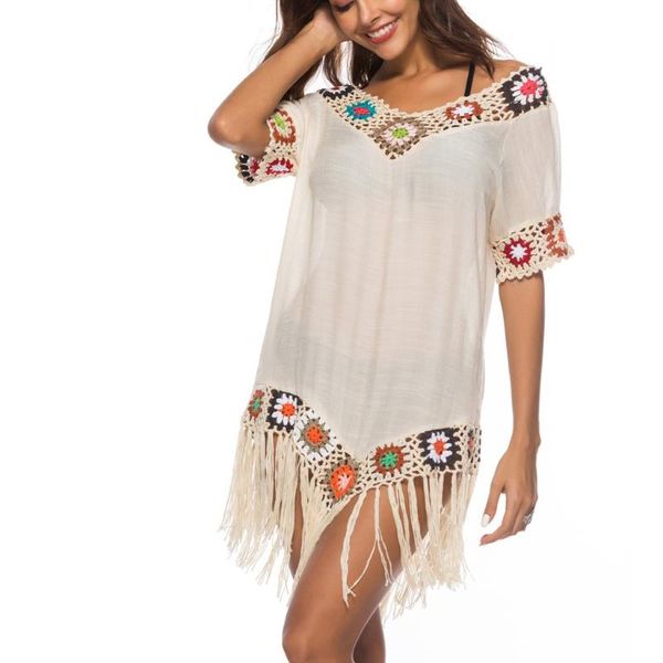 women beach dress cover-ups swimsuit cover up ups 2021 beachwear bathing suit swim cape for woman summer tunic saida praia women's swim, White;black
women beach dress cover-ups swimsuit cover up ups 2021 beachwear bathing suit swim cape for woman summer tunic saida praia women's swim, White;black