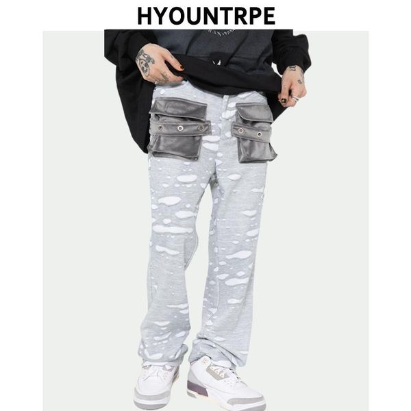 men's pants mens ripped holes straight casual zipper sweatpants with pockets trouser 2021 hip hop streetwear loose joggers men, Black
men's pants mens ripped holes straight casual zipper sweatpants with pockets trouser 2021 hip hop streetwear loose joggers men, Black
