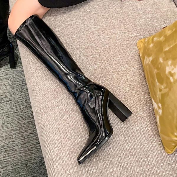 women leather knee high boots2022 autumn/winter shoespointed toe slim botasblock heelfashion knight bootblackdropshipping, Black
women leather knee high boots2022 autumn/winter shoespointed toe slim botasblock heelfashion knight bootblackdropshipping, Black