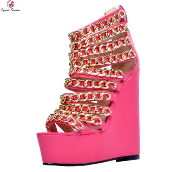 original intention women sandals elegant chains platform peep toe wedges high-quality pink shoes woman plus us size 4-15, Black
original intention women sandals elegant chains platform peep toe wedges high-quality pink shoes woman plus us size 4-15, Black