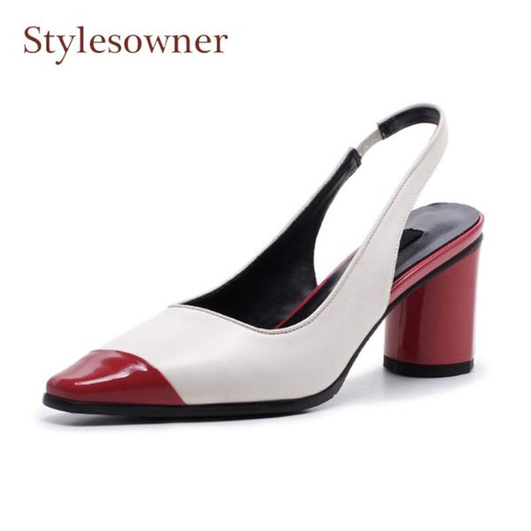 stylesowner elegant lady spring summer high heel shoes genuine leather patchwork women pumps mixed color back strap sandal dress, Black
stylesowner elegant lady spring summer high heel shoes genuine leather patchwork women pumps mixed color back strap sandal dress, Black