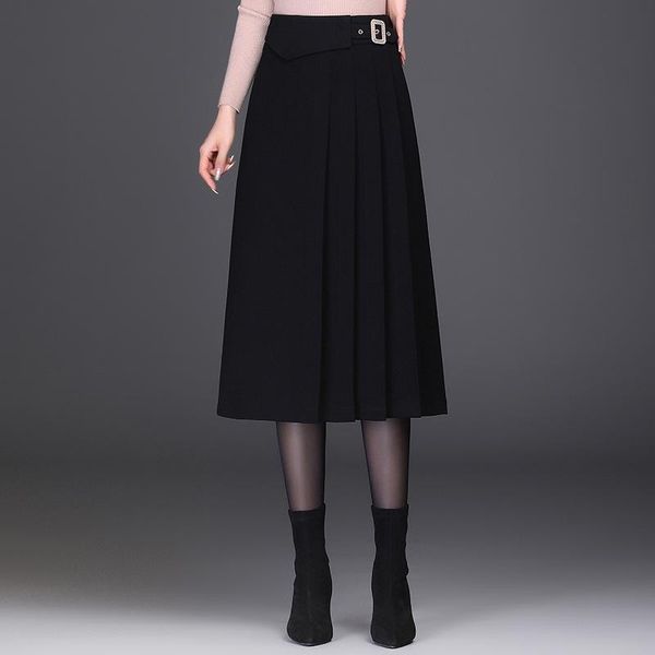 skirts women fashion high waist loose casual black mid-long splice pleated skirt autumn winter ladies elegant korean suit 5599
skirts women fashion high waist loose casual black mid-long splice pleated skirt autumn winter ladies elegant korean suit 5599