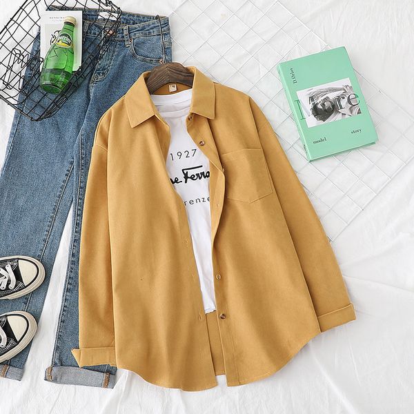 jacket spring and autumn corduroy women retro hong kong flavor collar blouse loose casual all-match bottoming shirt v3sq, Black;white
jacket spring and autumn corduroy women retro hong kong flavor collar blouse loose casual all-match bottoming shirt v3sq, Black;white