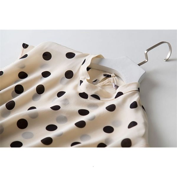 dress summer mid-length slim-fit elegant polka dot silk sleeveless, Black;gray 
dress summer mid-length slim-fit elegant polka dot silk sleeveless, Black;gray
