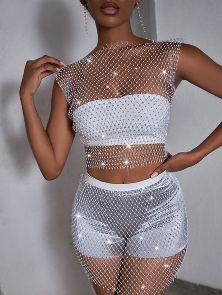 rhinestone detail fishnet f4hk#, White
rhinestone detail fishnet f4hk#, White
