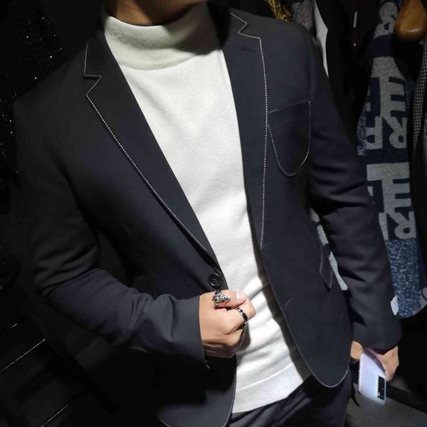 men's suits & blazers british men's jacket, autumn black casual suit, business and stage clothing, White;black
men's suits & blazers british men's jacket, autumn black casual suit, business and stage clothing, White;black