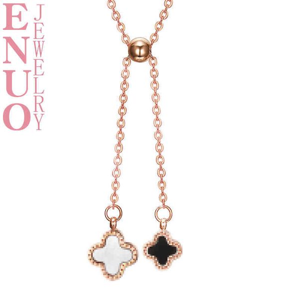 double clover necklace rose gold creative lucky grass titanium steel chain girl jewelry, Silver
double clover necklace rose gold creative lucky grass titanium steel chain girl jewelry, Silver