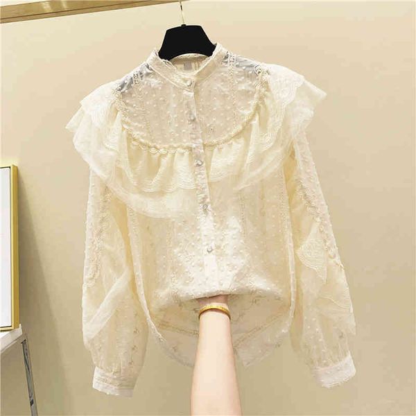 blouses apricot blouse womab autumn ruffled lace mesh stitching chiffon shirt long sleeve stand collar shirts lady's, White
blouses apricot blouse womab autumn ruffled lace mesh stitching chiffon shirt long sleeve stand collar shirts lady's, White