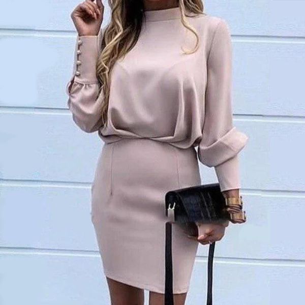 casual dresses women backless stand neck mini dress elegant lantern sleeve buttons solid color sheath fashion autumn, Black;gray
casual dresses women backless stand neck mini dress elegant lantern sleeve buttons solid color sheath fashion autumn, Black;gray
