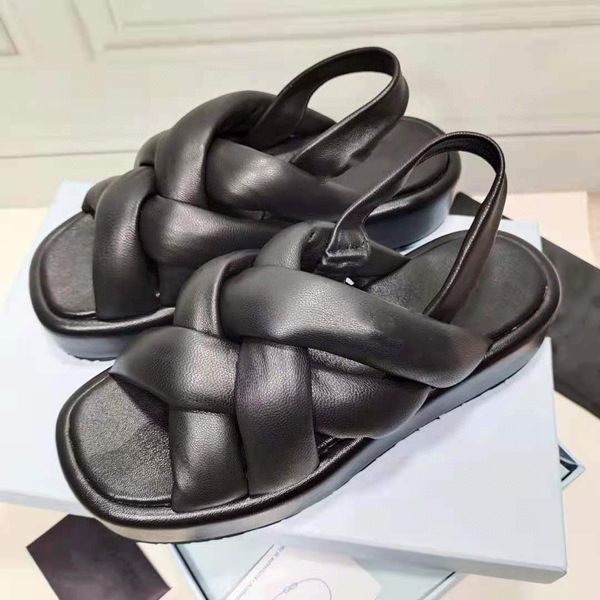 summer thick bottom casual sandals ladies genuine leather fashion weaving back strap platform single shoes size 35-41, Black
summer thick bottom casual sandals ladies genuine leather fashion weaving back strap platform single shoes size 35-41, Black