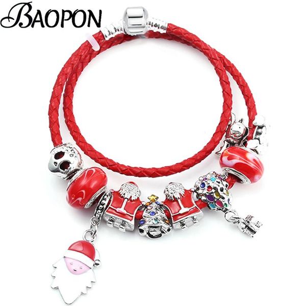 charm bracelets baopon santa claus red murano glass beads with leather chain bangles for women kids xmas 2021 gift, Golden;silver
charm bracelets baopon santa claus red murano glass beads with leather chain bangles for women kids xmas 2021 gift, Golden;silver
