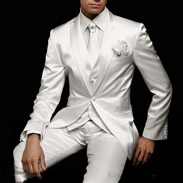 men's suits & blazers white groom tuxedo for wedding 3 piece satin slim fit men prom male fashion jacket vest with pants custom costume, White;black
men's suits & blazers white groom tuxedo for wedding 3 piece satin slim fit men prom male fashion jacket vest with pants custom costume, White;black