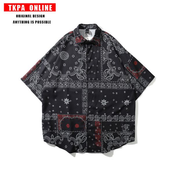tkpa west coast cashew flower harajuku fengguo chaochao shirt lovers' fashion men's short sleeve shirt, White;black
tkpa west coast cashew flower harajuku fengguo chaochao shirt lovers' fashion men's short sleeve shirt, White;black