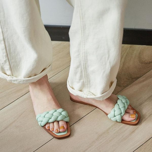 woven slippers women slip on slides square toe leather flat sandals female outdoor casual, Black
woven slippers women slip on slides square toe leather flat sandals female outdoor casual, Black