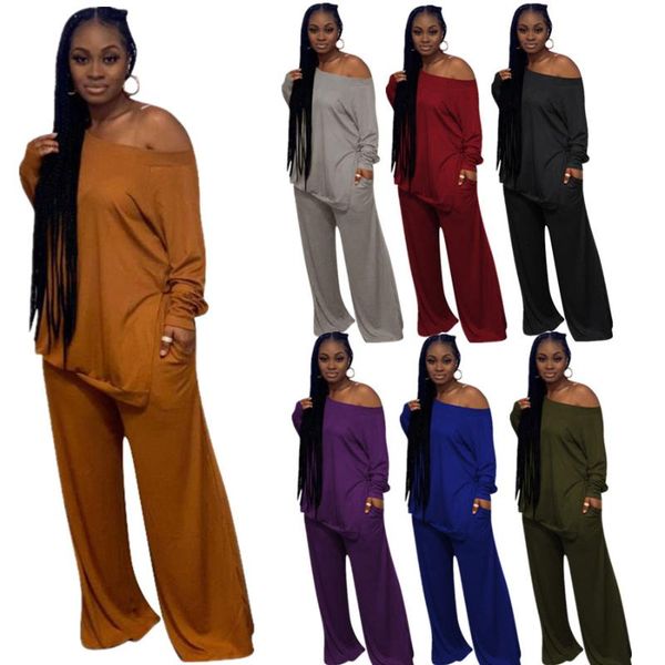 women's two piece pants loose long sleeve two-piece set one shoulder t-shirt wide leg trouser pant solid color casual lady clothes plus, White
women's two piece pants loose long sleeve two-piece set one shoulder t-shirt wide leg trouser pant solid color casual lady clothes plus, White