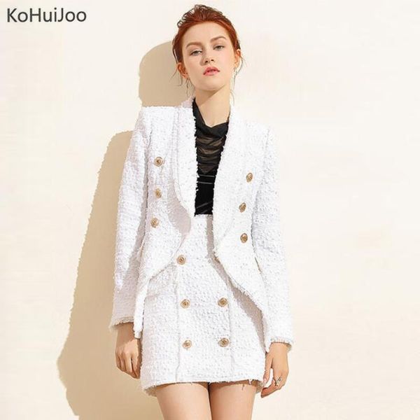 women's suits & blazers kohuijoo autumn women tweed blazer ladies elegant double breasted golden button slim wool jackets white silm wo, White;black
women's suits & blazers kohuijoo autumn women tweed blazer ladies elegant double breasted golden button slim wool jackets white silm wo, White;black