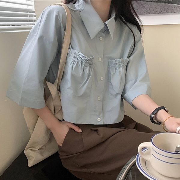 women's blouses & shirts summer fashion all match design drawstring short sleeve ladies new casual gentle solid color polo collar, White
women's blouses & shirts summer fashion all match design drawstring short sleeve ladies new casual gentle solid color polo collar, White