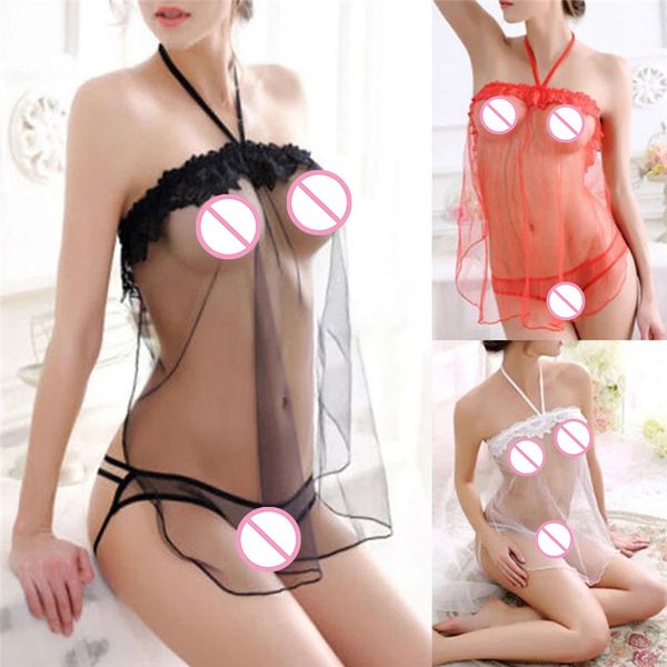1 pcs women transparent lace sling nightdress ladies thin ice silk summer lingerie sleepwear g-string underwear set, Black;white
1 pcs women transparent lace sling nightdress ladies thin ice silk summer lingerie sleepwear g-string underwear set, Black;white