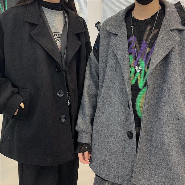 women's wool & blends korean version of the winter retro woolen coat thick quilted drop shoulder mid-length for men and women jackets, Black
women's wool & blends korean version of the winter retro woolen coat thick quilted drop shoulder mid-length for men and women jackets, Black