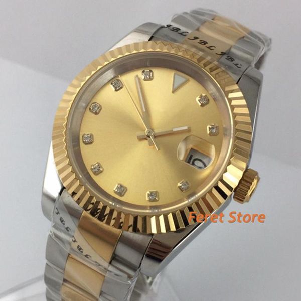 40mm luxury mechanical men watch sapphire crystal gold dial date 21 jewelry miyota 8215 movement automatic wristwatches, Slivery;brown
40mm luxury mechanical men watch sapphire crystal gold dial date 21 jewelry miyota 8215 movement automatic wristwatches, Slivery;brown