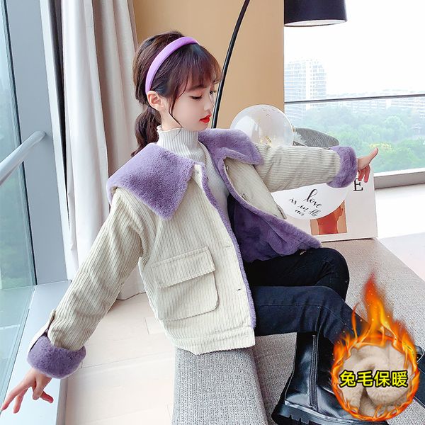 girls winter jacket thickened winter parka 4-13 years old large pocket stitching baby corduroy large lapel cotton jacket, Blue;gray
girls winter jacket thickened winter parka 4-13 years old large pocket stitching baby corduroy large lapel cotton jacket, Blue;gray