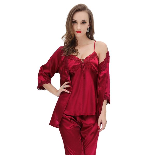 sleepwear 3 pieces set women pajamas long sleeves and pants satin faux silk sleepwear robe lace sling skpi 205d, Black;red
sleepwear 3 pieces set women pajamas long sleeves and pants satin faux silk sleepwear robe lace sling skpi 205d, Black;red