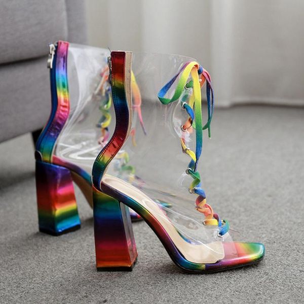 classic style women's shoes euro-american rainbow strap thick heels roman large size boots cwf sandals, Black
classic style women's shoes euro-american rainbow strap thick heels roman large size boots cwf sandals, Black