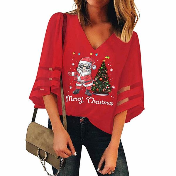 women's t-shirt 3# v-neck mesh t-shirts flare sleeve loose christmas printed oversized aesthetic elegant t shirt, White
women's t-shirt 3# v-neck mesh t-shirts flare sleeve loose christmas printed oversized aesthetic elegant t shirt, White