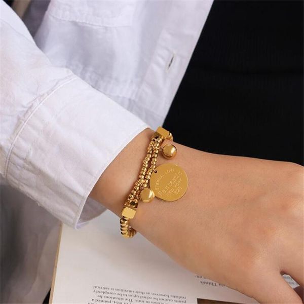 fashion all-match english letter gold coin brand round tretch line bead bracelet for women jewelry link, chain, Black
fashion all-match english letter gold coin brand round tretch line bead bracelet for women jewelry link, chain, Black