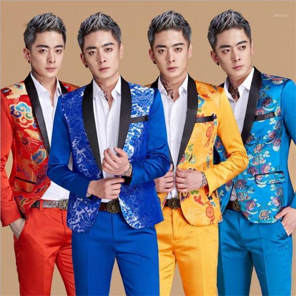 men's suits & blazers printed singers po studio host stage performances casaco social masculino vetement homme fashion, White;black
men's suits & blazers printed singers po studio host stage performances casaco social masculino vetement homme fashion, White;black